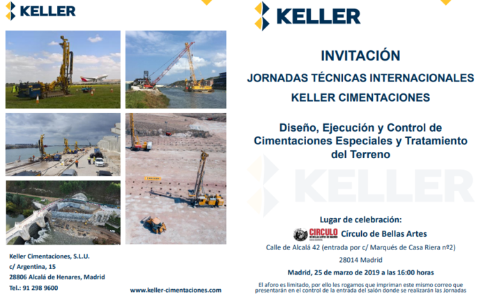 Invitación de las Jornada Técnicas Internacionales de Keller Cimentaciones